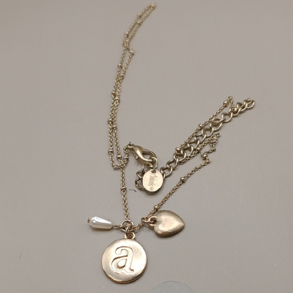 Daire's Elegant Gold Tone Necklace with Heart and Initial Pendant